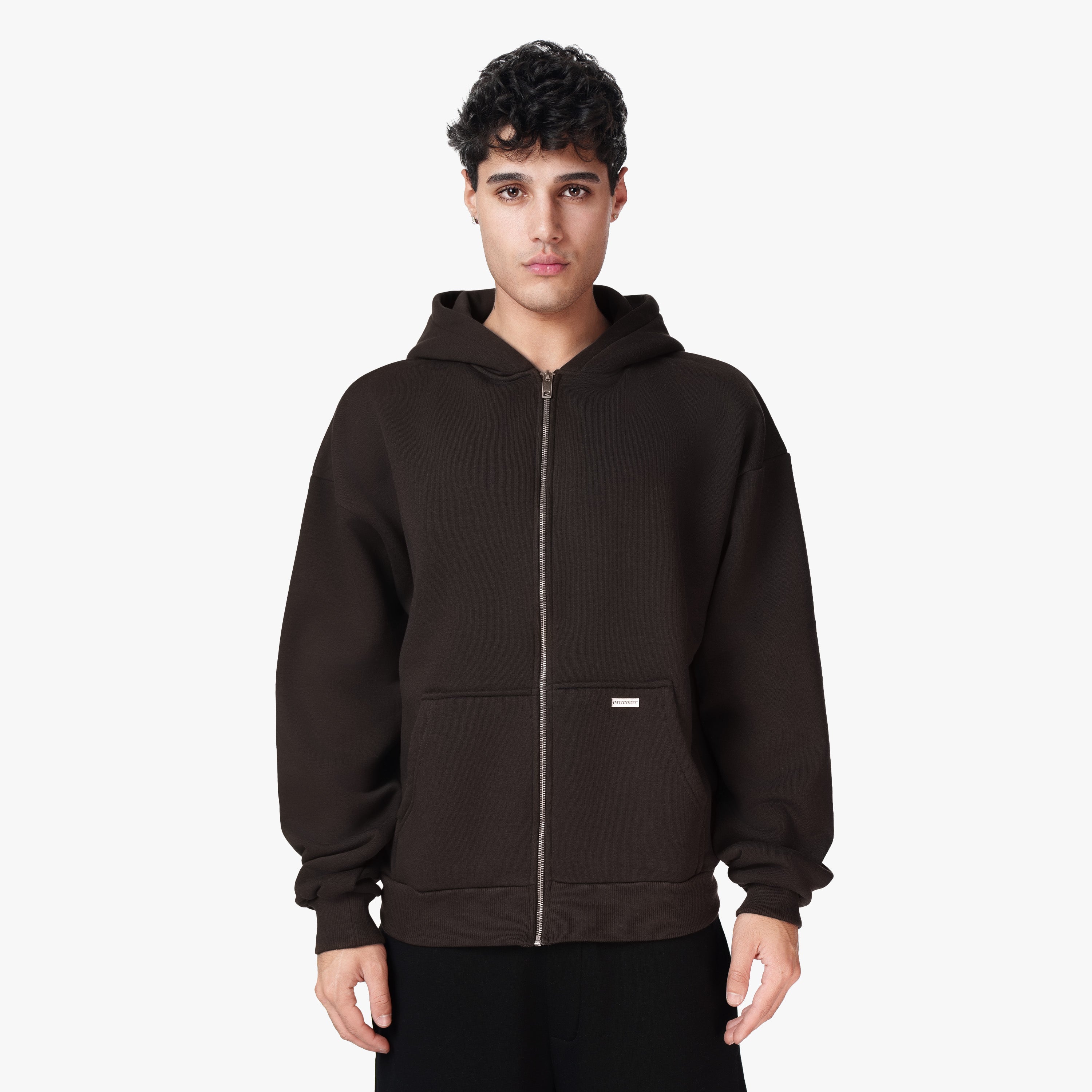 BASIC ZIP-HOODIE BROWN