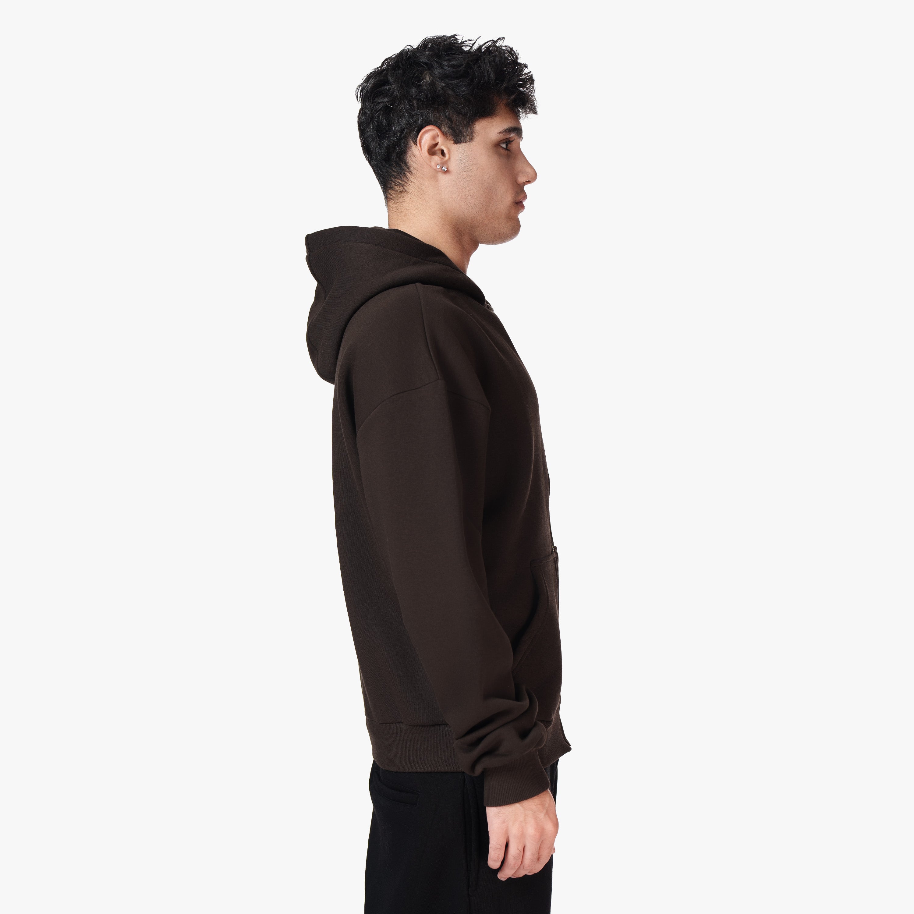 BASIC ZIP-HOODIE BROWN