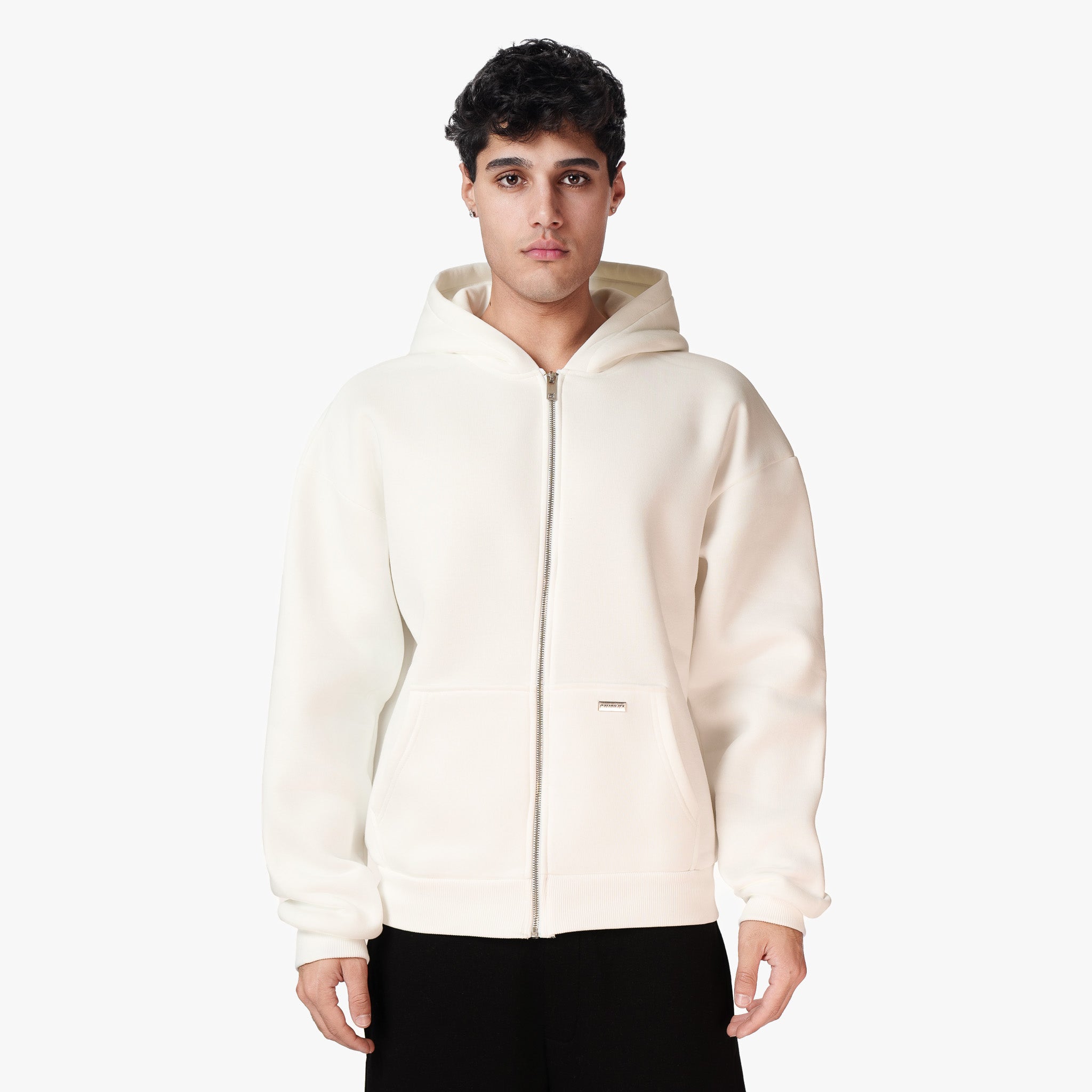 BASIC ZIP-HOODIE CREAM WHITE