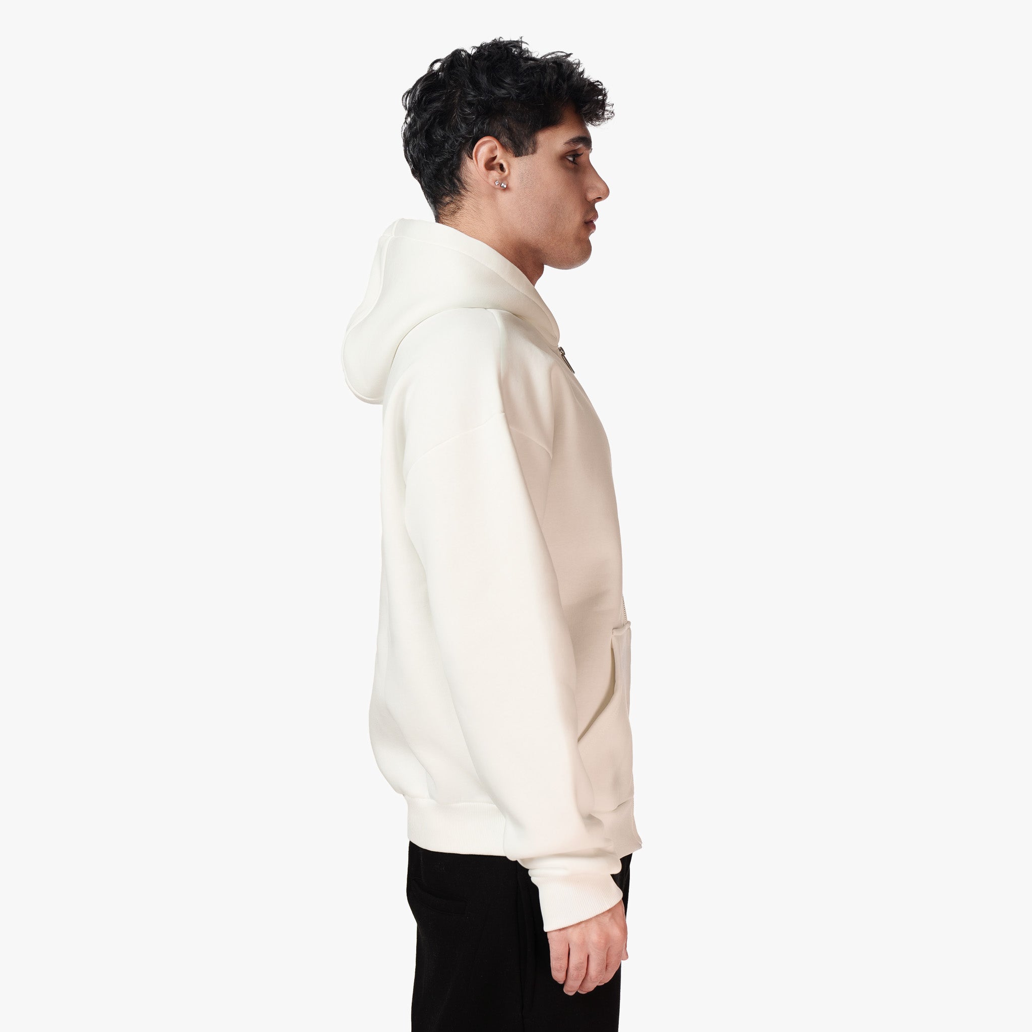 BASIC ZIP-HOODIE CREAM WHITE